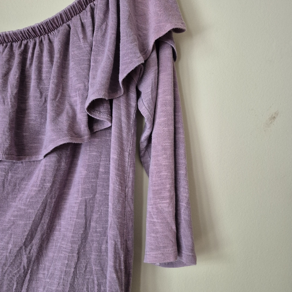 American Eagle Lavender Off-Shoulder Ruffle Top - Picture 3 of 5